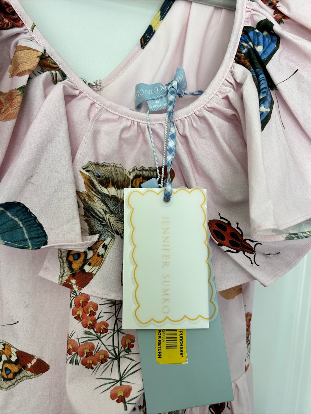 ANTONIO MELANI Pink Ruffled Butterfly & Floral Dress - Picture 2 of 4